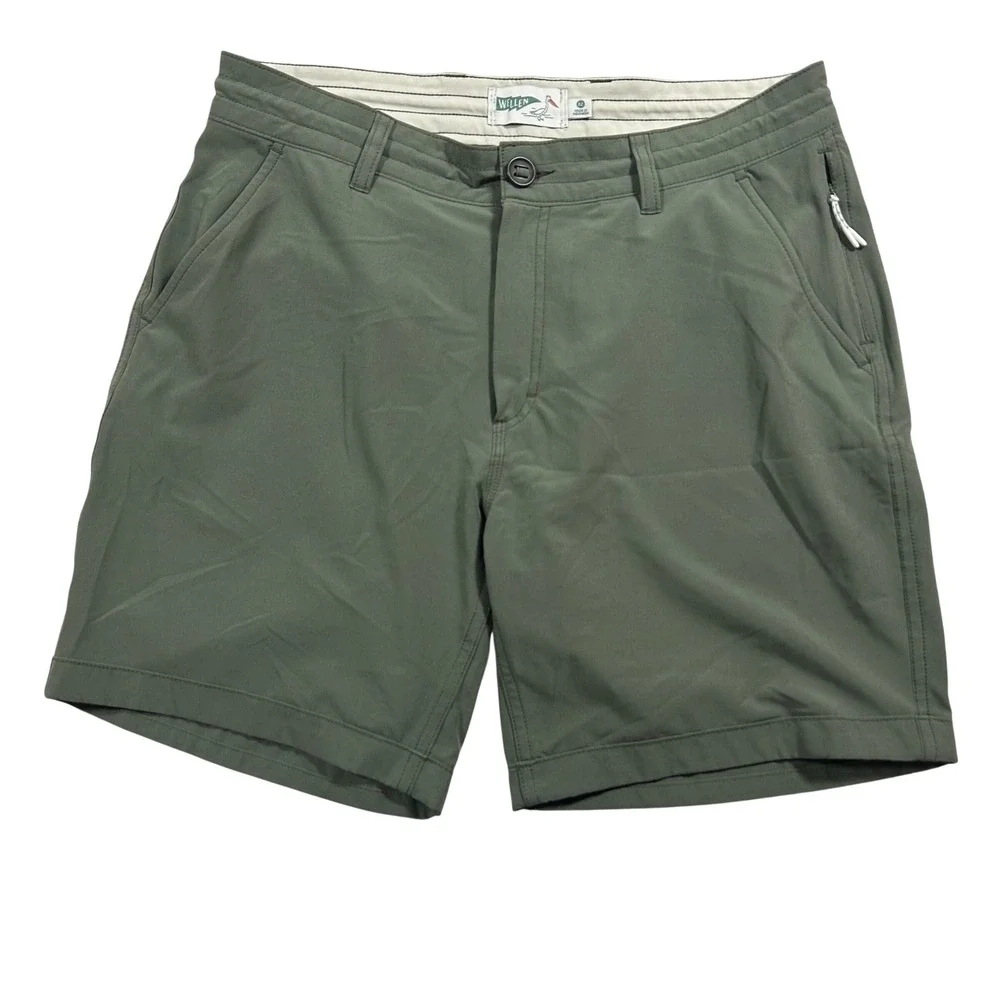 Wellen Hybrid Performance Shorts Mens 32 Olive Green Quick Dry Stretch Hiking